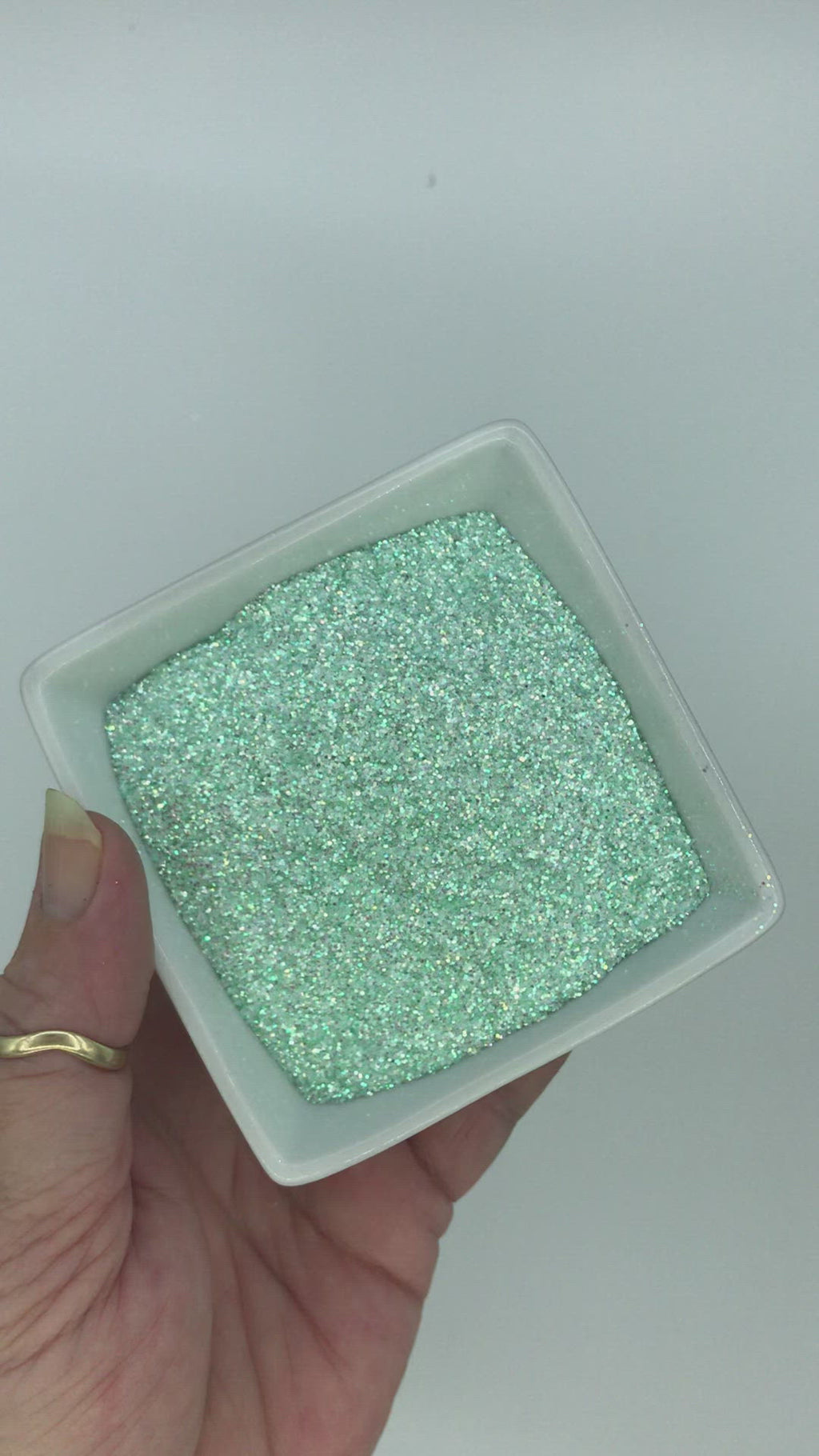 Mint Green Nails with Glitter 