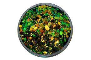Beanstalk is a color shift glitter shifting from green to gold