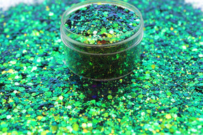 Beanstalk  is a color shift glitter shifting from green to gold