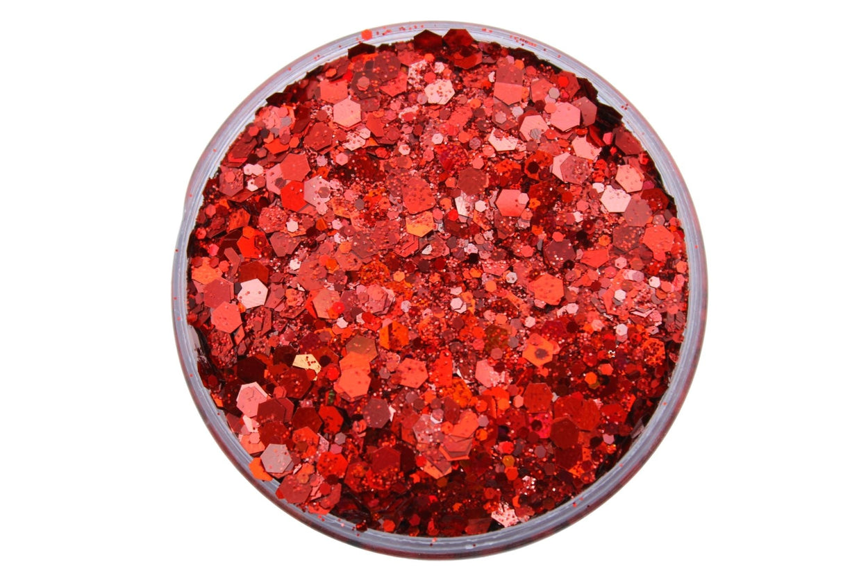 Blazin' red chunky mix glitter