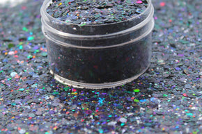 Disco Nights black holographic chunky glitter