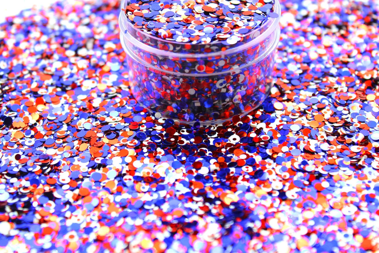 Let Freedom Ring  is a red, white, and blue chunky glitter
