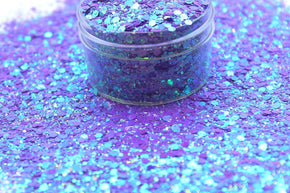Sassy is a purple color shift chunky glitter mix
