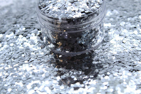 Silver Nights is a chunky silver glitter