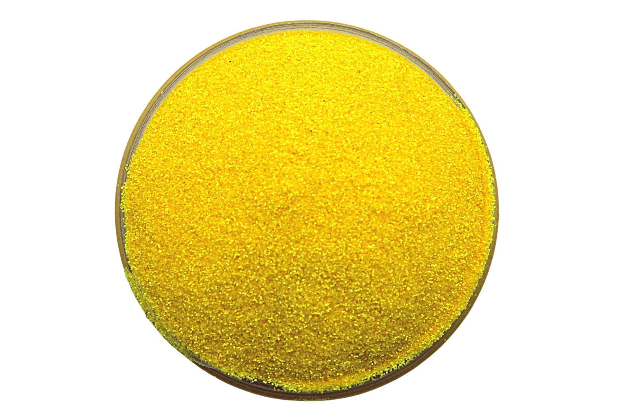 A bright yellow glitter that shimmers instead of sparkles