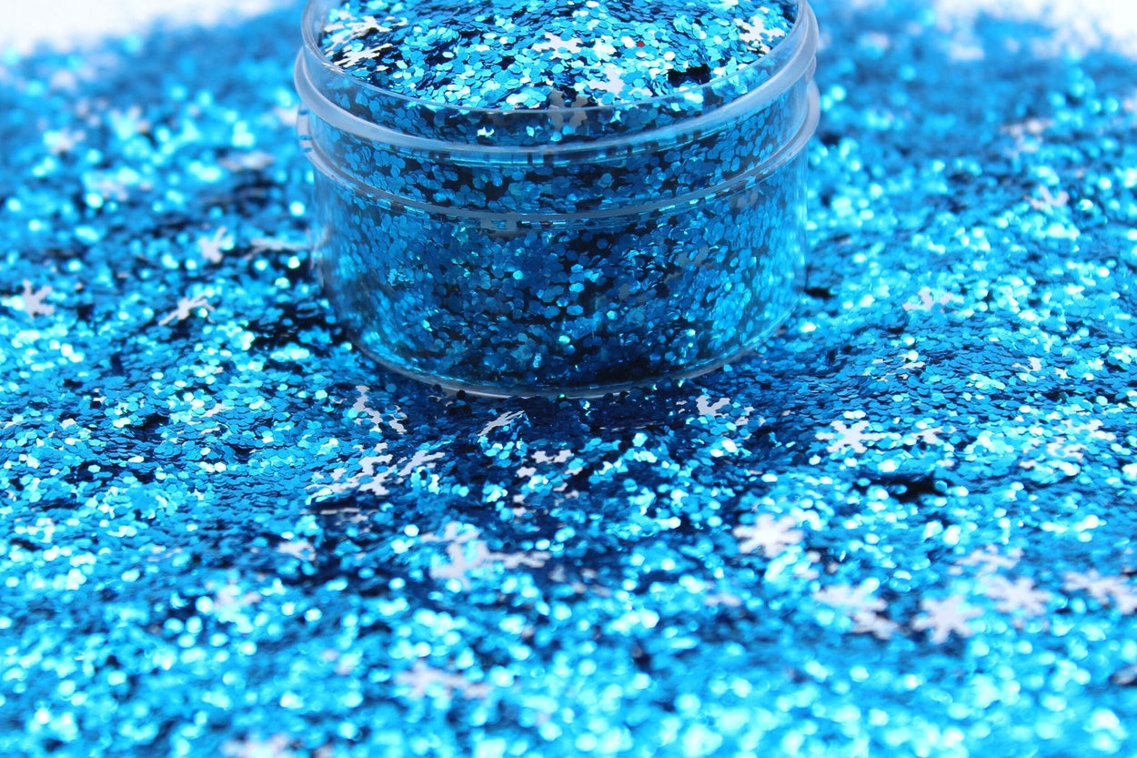Winter Wonderland is a blue metallic glitter with snowflake shapes 